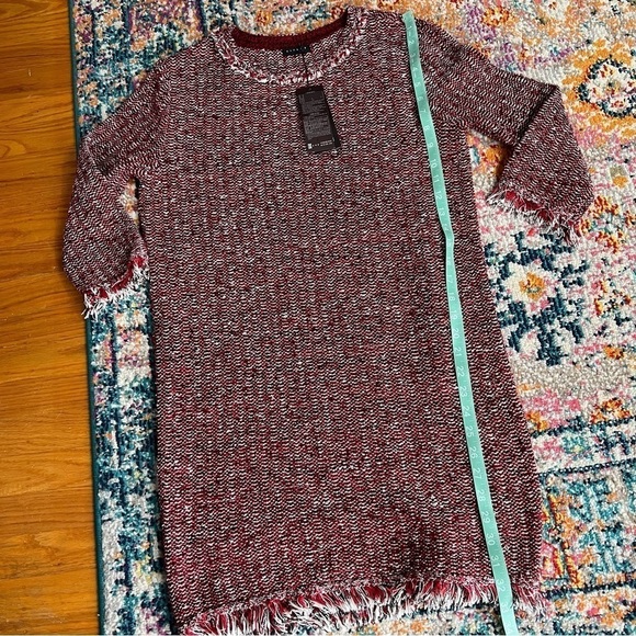 Sisley NWT Red Black‎ Tweed Fringe Dress Valentines Day - Picture 12 of 12